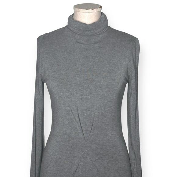 LOVE MOSCHINO Sheath Dress Turtleneck Long Sleeve Minimalist Chic Cocktail Gray - Picture 2 of 10